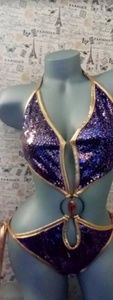 One piece swimsuit dance outfit sequins